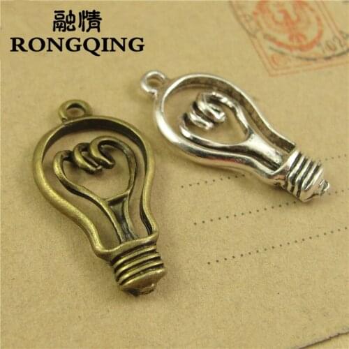 RONGQING 32*17MM 60pcs/lot light bulb Pendants Necklaces Handmade Fashion Jewelry Charms DIY