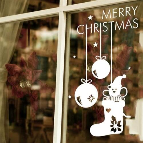 Christmas Stocking Balls Stars Wall Stickers For Shop Home Decor Diy Window Decal Xmas Festival Wall Vinyl Mural Art Posters