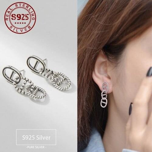 Drop Earrings for Women Real 925 Sterling Silver Hollow Pig Nose Style Hypoallergenic Women Earrings Silver Jewelry Accessories