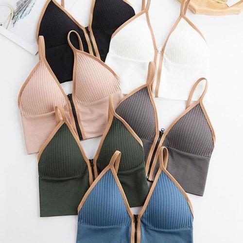 Korean Striped Crop Tops Slim Fit Spaghetti Strap Tanke Top Women Built In Bra Off Shoulder Sleeveless Versatile Camisole