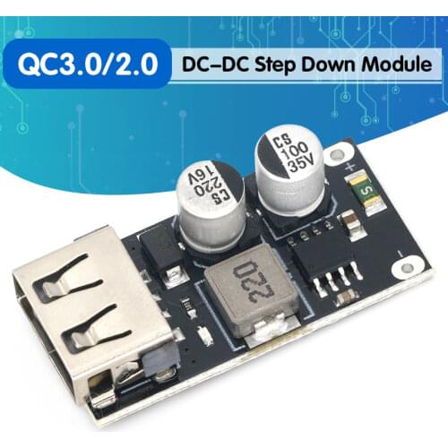 QC3.0 QC2.0 USB DC-DC Buck Converter Charging Step Down Module 6-32V 9V 12V 24V to Fast Quick Charger Circuit Board 3V 5V 12V