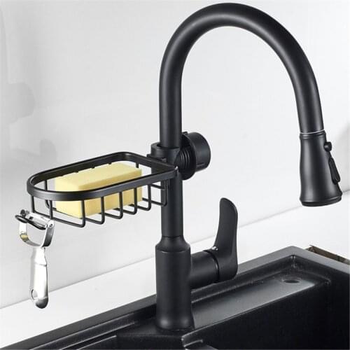 Bathroom Shelf Black Shower Storage Basket Storage Rack Adjustable Faucet