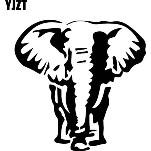 YJZT 16.3CM*16.2CM A Strong Elephant Car Door Personality Decoraion Vinyl Decal Car Stickers Black/Silver C4-1215