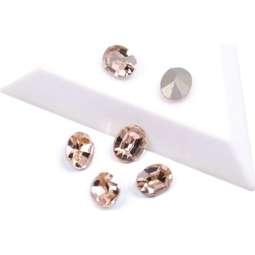 YANRUO 4128 Lt. Peach Color Glass Crystal Material Nail on Stones Oval Shape Beauty Rhinestones For Nail Art Decorations Gems