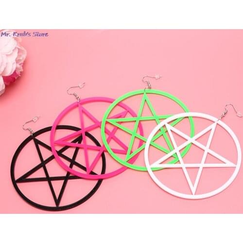 1 Pair Oversized Exaggerated Hyperbole Mix Long Earring Hollow Dangle Circle Star Pentagram Earrings For Women Acrylic Fashion