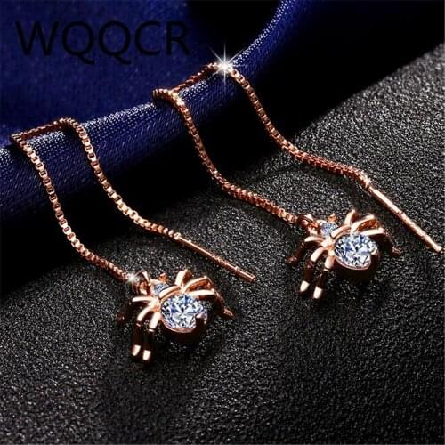 New Personality Animal Rose s Gold Silver Color Color Sexy Long Pendant Earrings Crystal Spider Earrings Womens Jewelry 1 Pair
