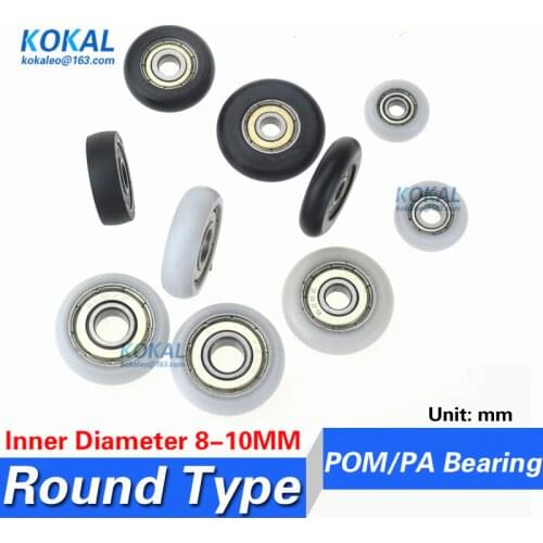 10PCS 608zz 6000zz 6002zz bearing coated with plastic POM pa Nylon round type guide nonstandard wheel roller 23/38/30/36/35mm