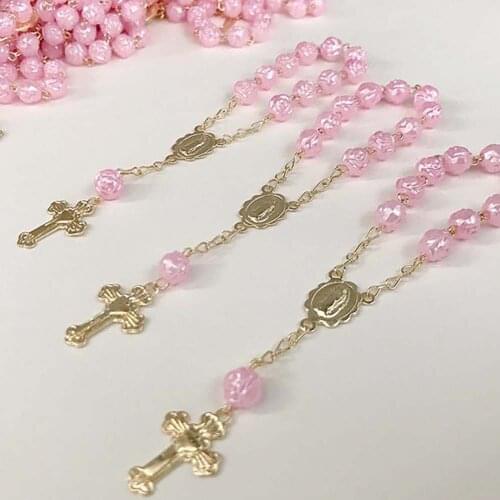 10 PC Baptism favors pink gold or silver plated communion favors recuerdos de bautizo rosita christening favors minirosaries