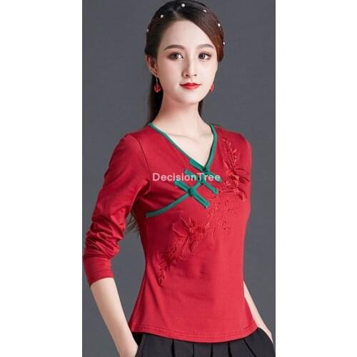 2021 chinese blouse camisa chinese mujer costume cheongsam blouse linen tea suit qipao traditional qipao shirt women blouse