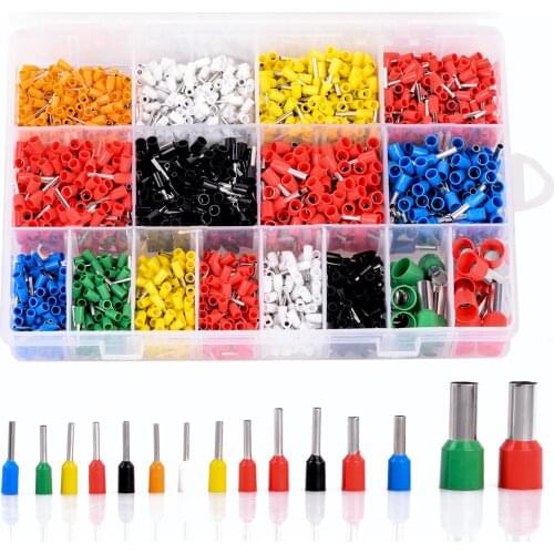 2120pcs Terminal Connectors Copper Crimp Connector Insulated Cord Pin End Terminals Kit 22AWG-5AWG Electric Wire Conector Crimp