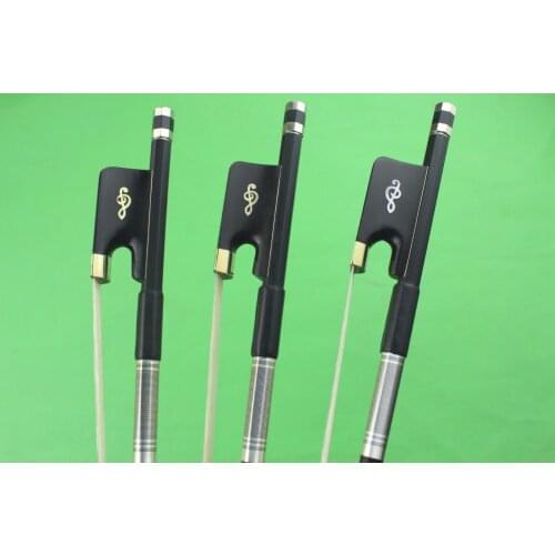 3pcs new high quality black 4/4 Carbon fiber cello bows Ebony Frog