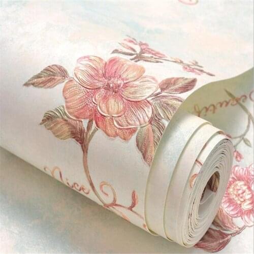 Beibehang 3D non-woven background wall paper warm living room bedroom wedding room full pastoral European TV wallpaper