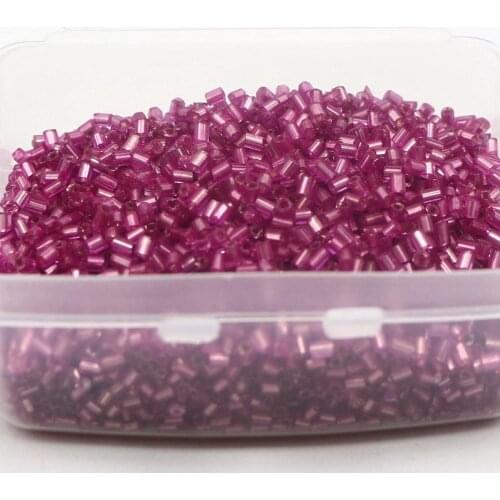 5000 Glass Tube Bugle Seed Beads 2X2mm Pink Silver-Lined + Storage Box