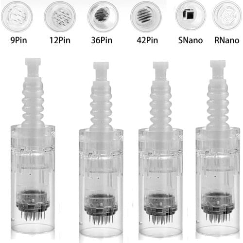 9 12 36 42 Pin 3D Titanium Nano Bayonet Port Derma Pen Needle Cartridge Needle Tips for Electric Auto Microneedle Derma Pen Tips
