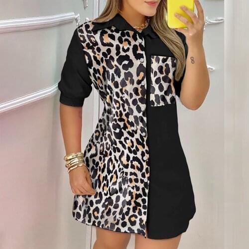 Women Retro Collision Color Blouses Sexy Leopard Print Casual Loose short Sleeve Shirts Pocket Button Top Oversized Shirt Jacket