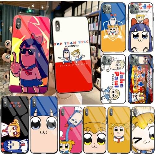 CUTEWANAN Cartoon Pop Team Epic Phone Case Tempered Glass For iPhone 11 Pro XR XS MAX 8 X 7 6S 6 Plus SE 2020 case