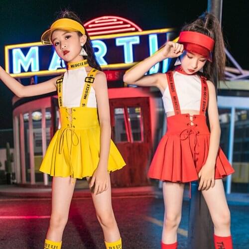Cheerleading Dancing Suit Hip Hop Dance Costume Girls Braces Skirt Stage Wear Jazz Dance Clothes Ropa Street Dance Wear VDB2048