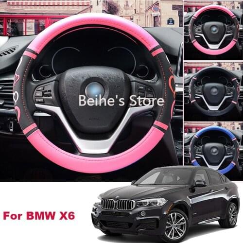 For BMW X6 Non-slip Car Steering Wheel Cover PU Leather 38CM Size M Size Lovey Sweetheart steering wheel cover