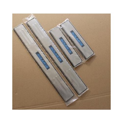 For Hyundai Solaris LED 2011-2018 Stainless Door Sill Strip Welcome Pedal Car Styling Sticker Auto Accessories 4 Pcs