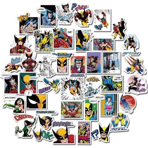 40pcs Marvel Hero Wolverine Stickers Childrens Cartoon Toy Mobile Phone Suitcase Scooter Helmet Waterproof Sticker Bag
