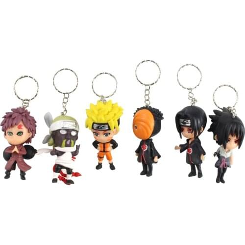 6Pcs/Set Japan Anime Character Uzumaki Naruto Action Figures Kakashi Sasuke Itachi Obito Gaara Doll Keychain PVC Model Gift Toys