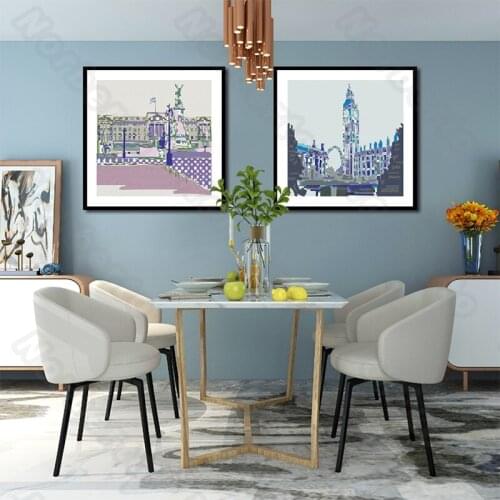 Modern Style Canvas Painting Wall Poster Watercolor Pictures Special Architectures for Living Room Bedroom Restaurant Decoratio