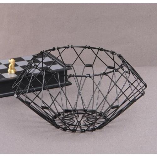 Fruit Basket Stainless Steel Changeable Shapes Fruit Tray Hollow Art Black Bowl Table Snack Food Storage Basket Home Organozer