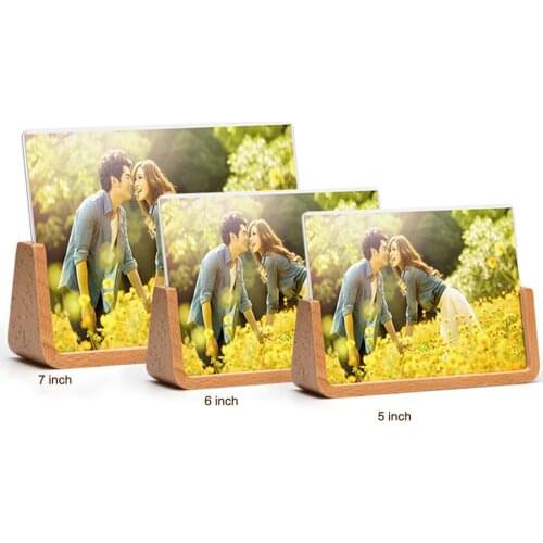 Creative European Solid Wooden Photo Frame Innovative 6 Inch 7 Inch Acrylic U Shaped Photo Frame Home Desk Decoration