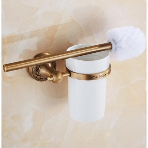 Copper retro toilet brush holder European retro copper toilet cup Bathroom toilet brush holder LO731347