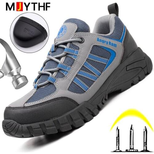 MJYTHF Safety Shoes Man Industrial Shoes Anti-smash Anti-puncture Work Boots Steel Toe Sneakers Men Hiking Shoes Indestructible