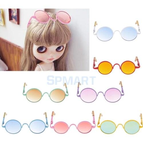 Pair Retro Hippy Round Frame Gradient Lens Glasses Eyewear Sunglasses for baby Dolls Accessories