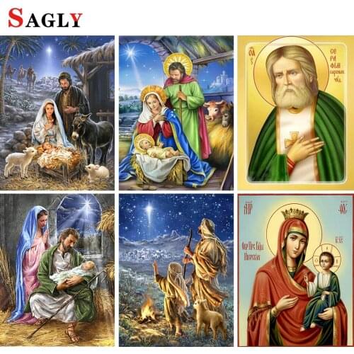 5D Full Square Diamond Painting Jesus Religion Cross Stitch Kit Embroidery Mosaic Portrait DIY Home Decoration Gift Christianity