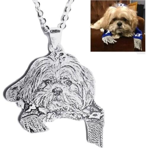 Custom Stainless Steel Necklaces Dog Jewelry Pet Photo Pendant Necklaces Memorial Metal Engrave Name Dog Photo Necklace Women