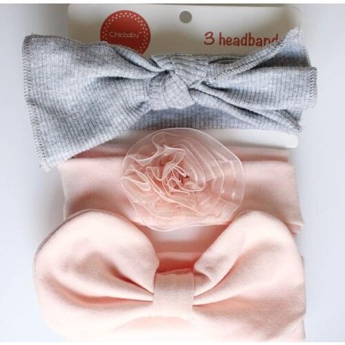 3PCS Baby Headband for Girls Bowknot Flower Hair Band Accessories Baby headwear Cotton Headwear baby Girls hair Accessories