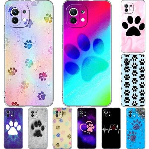 Clear Case for Xiaomi Mi Poco X3 NFC M3 11 10T Lite Phone Soft Cover Note 10 Pro 9T Transparent Celular Capa Cat Dog Paw Animal