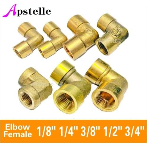 APS Elbow Female 1/8" 1/4" 3/8" 1/2" 3/4" Thread Brass Pipe Equal Nipple Fittings Brass Quick Adapters Connectors Copper Pipe