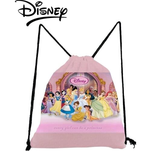 Disney Princess Printed Backpack Girl Daily Cartoon Drawstring Bag Bookbag High Quality Storage Bag Child Fashion Soft Back Bag