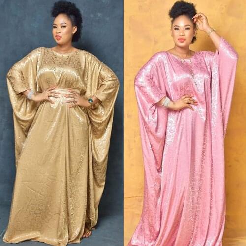 Silk Jacquard African Dashiki Dubai Abaya Oversize Dress Women Muslim Kaftan Moroccan Loose Satin Robe Gown African Clothing