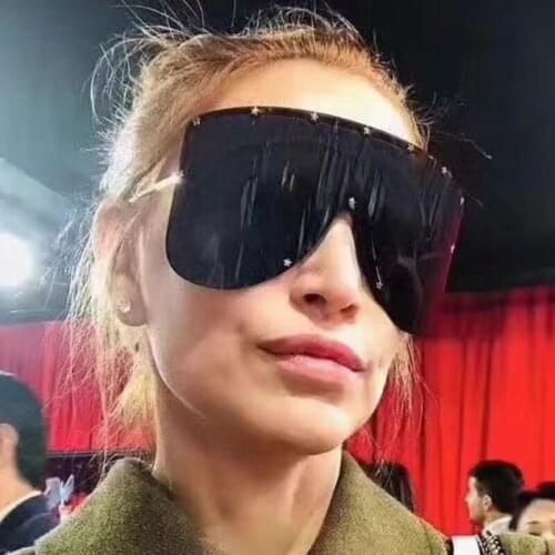 QPeClou 2011 New Oversized Sunglasses Women Vintage Steampunk Goggles Man One Piece Sun Glasses Men Oculos De Sol Feminino