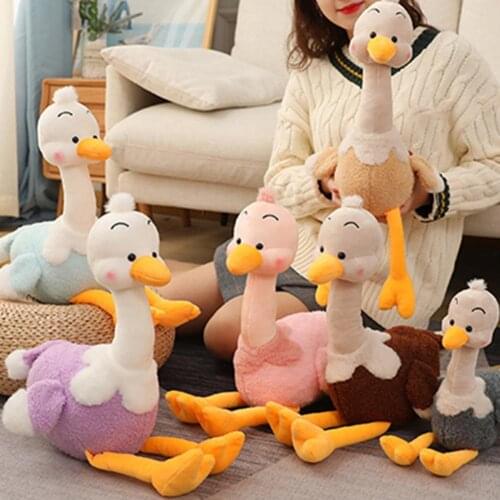 Ostrich Toy Excellent Knitting Process Sleeping Accompany PP Cotton Cute Plush Ostrich Doll for Entertainment