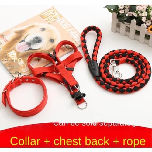 Pet supplies nylon braided dog leash three-piece set adjustable dog leash, chest strap, collar, dog leash