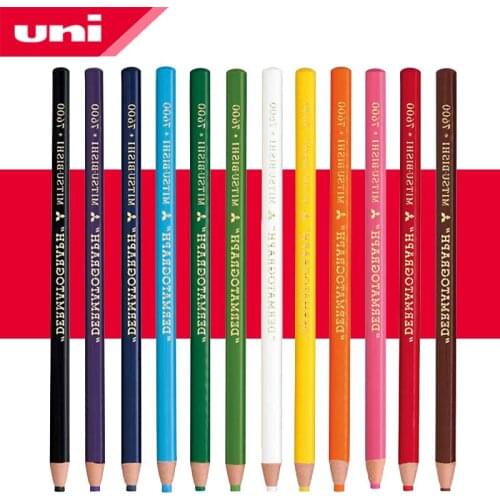 12pcs/lot Uni Grease/Wax Pencil 12 Colors 7600 Hand Tearing Paper Industrial Crayons For Writing Marks