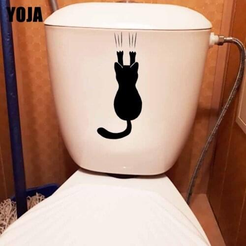 YOJA 9X23.4CM Cat Scratching Wall Decal Toilet Sticker Bedroom Home Art Decor T5-0170