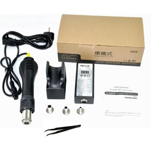YOUYUE8858 110V/220V Portable BGA Rework Solder Station Hot Air Blower Heat Gun Better Saike 8858 with 3 nozzles tweezers