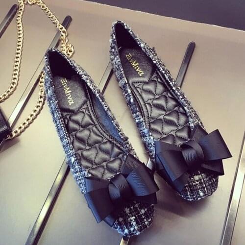 Woman shoes flats bow-knot moccasins double bow espadrilles ladies loafers ballet flats brand shoes woman creepers woolen suede