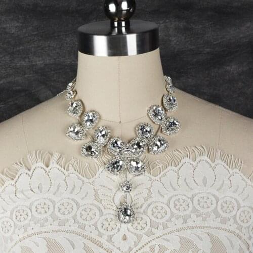 In Stock Wedding Necklace set Hot Sell Water Drop design Full Rhinestone Fashion Wedding Pendant Necklaces Set Crystal necklace