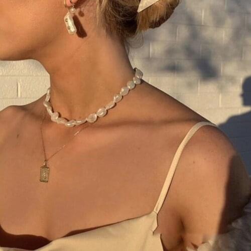 Female Summer Necklace Baroque Pearl Necklace Female Baroque Pearl Necklace S925 Silver Necklace Temperament Necklace Female