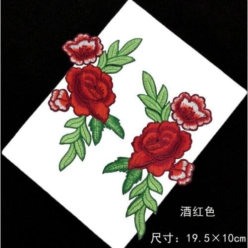 1pc Colorful Peony Flowers Embroidery Iron on Patches Clothing Applique Fabric Floral Sticker Clothes Badge Sewing Accessories