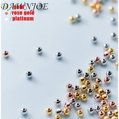 10pcs 925 Sterling Silver Positioning Spacer Beads 2/2.5/3/3.5/4/5mm Round plating 18k Gold DIY Making Bracelet jewelry Finding