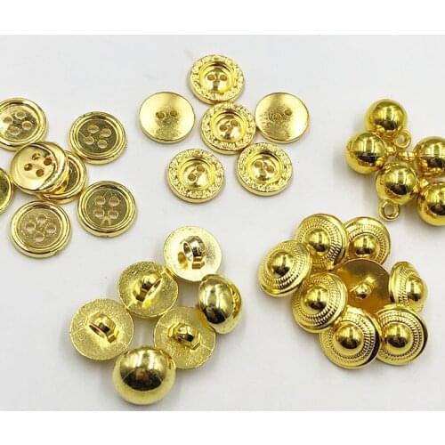 100pcs 4 Styles Plating Gold Plastic Buttons DIY Accessories Garment Sewing Notions PT330